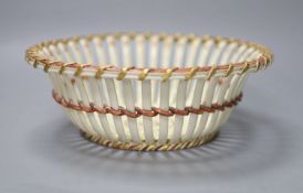 A Wedgwood brown enamelled and gilded basket, early 19th century, diameter 22cm