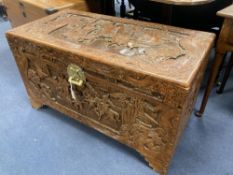 A Chinese camphorwood trunk, length 103cm, depth 51cm, height 58cm