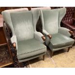 A pair of Parker Knoll Model 757 wing armchairs, width 79cm, depth 88cm, height 100cm