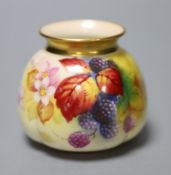 A Royal Worcester moulded vase shape 158H painted with autumnal leaves and berries by K. Blake,