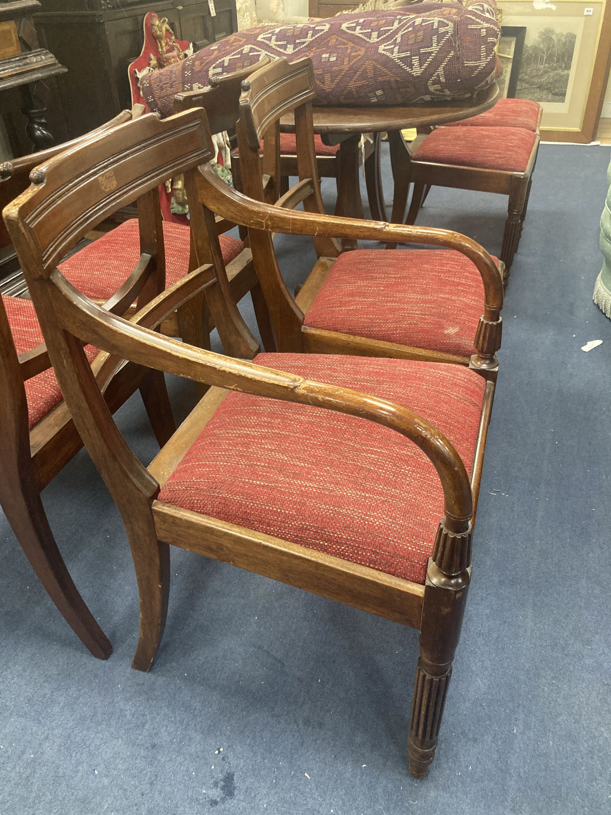 A set of eight Regency style mahogany dining chairs (two with arms) - Image 4 of 4