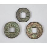 China, 3 Ancient round bronze coins, Three Kingdoms (AD 221-280), comprising a Kingdom of Shu (AD