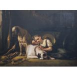 Fritz Gotfred Thomsen (1819-1891)oil on canvasGirl and mastiffs in a stablesigned28.5 x 39in.