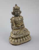 A Chinese bronze figure Amitayus, 17th century, the crowned figure holding his hands in dhyana mudra