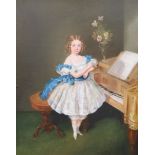 Mid 19th century Continental Schooloil on canvasFull length portrait of a girl wearing a blue and