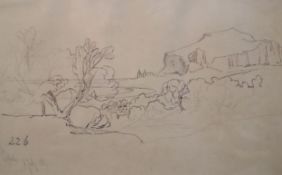 Edward Lear (1812-1888)ink and pencil on buff paper'Cefalu' inscribed and dated 8th July 1847 and