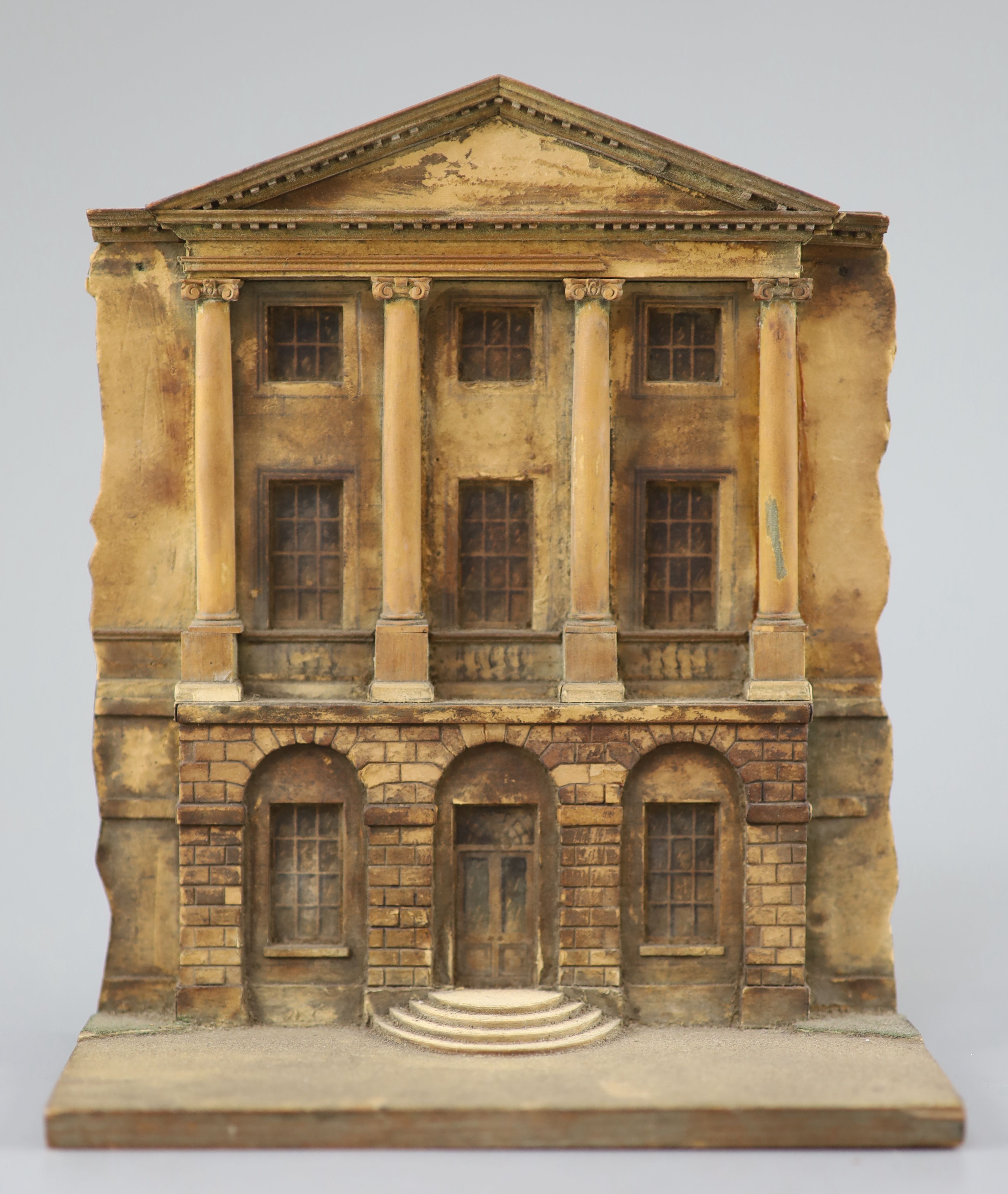 A 19th century painted wood architectural elevation model of Lansdowne House portico, after Robert