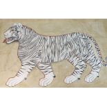 Indian School c.1950 gouache on cotton Large study of a prowling tiger signed overall 71 x 115in.,