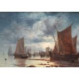 James Webb (1825-1895)oil on canvasMoonlight on the Dutch coastsigned8 x 12in.CONDITION: Oil on