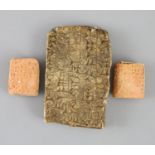 An Ancient Assyrian fragment of a cuneiform alabaster slab, probably 9th century BC from