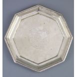 A rare George II Galway octagonal silver waiter or small salver, with a moulded border, enclosing