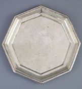 A rare George II Galway octagonal silver waiter or small salver, with a moulded border, enclosing