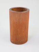 An unusual Chinese reeded bamboo brushpot, bitong, 18th/19th century, of oval section, warm