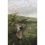 Alice Mary Havers (1860-1890)oil on canvasGleaner and her children in a landscapesigned35.5 x 23.