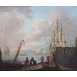 Follower of Joseph Vernet (1714-1789)pair of oils on canvasHarbour scenes with warships firing