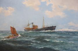 § Frank Herbert Mason (1921-2009)oil on canvasSteam trawler 'Ayrshire' off Flamborough Headsigned