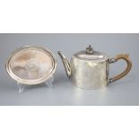 A rare George III provincial silver teapot by John Hampston & John Prince, York, 1780, height 13.