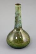 Richard Joyce for Pilkington Royal Lancastrian. A lustre bottle vase, in green, yellow and blue