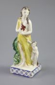 An enamelled creamware figure of Venus, attributed Leeds Pottery, c.1790-1800, 16.2cm highCONDITION: