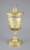 A late 19th/early 20th century German parcel gilt 800 standard presentation pedestal cup and