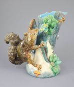 A rare Mintons majolica 'squirrel' vase, modelled by Paul Comolera, impressed mark, model number
