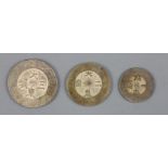 Korea coins, Tae Dong Treasury Department (1882-3) 3 Chon, KM1083, 2 Chon, KM1082 and 1 Chon,