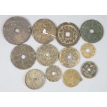 China, 12 bronze charms or amulets, Qing dynasty, to include eight zodiac charms, rev. pictorial,