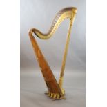 A mid 19th century J.Schwieso giltwood, satinwood and rosewood concert harp, with brass plaque