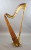 A mid 19th century J.Schwieso giltwood, satinwood and rosewood concert harp, with brass plaque