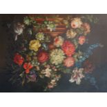 17th century Dutch styleoil on canvasStill life of flowers in an urn upon pedestal29.5 x 39.5in.