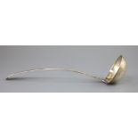 A late 18th/early 19th century Scottish provincial silver Old English pattern soup ladle, possibly