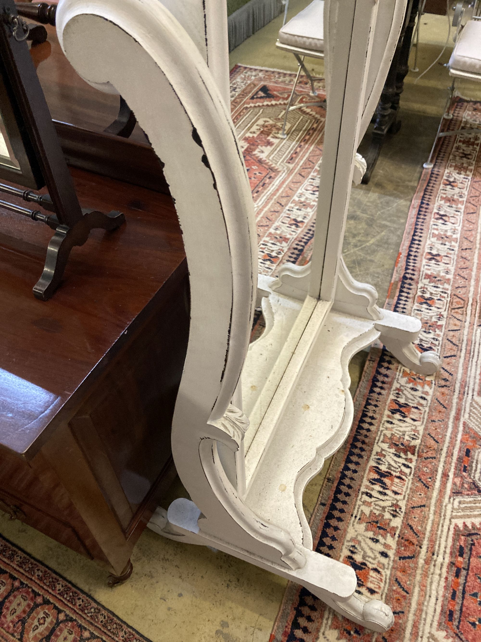 A Victorian style painted cheval mirror, width 77cm, height 164cm - Image 4 of 4