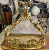 An 18th century style giltwood and gesso marble top console table, width 104cm, depth 48cm, height