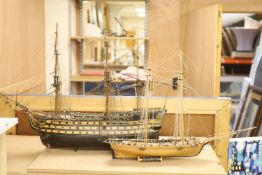 A model of 'The Victory', width 90cm, and a model of 'The Marseille'