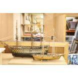 A model of 'The Victory', width 90cm, and a model of 'The Marseille'