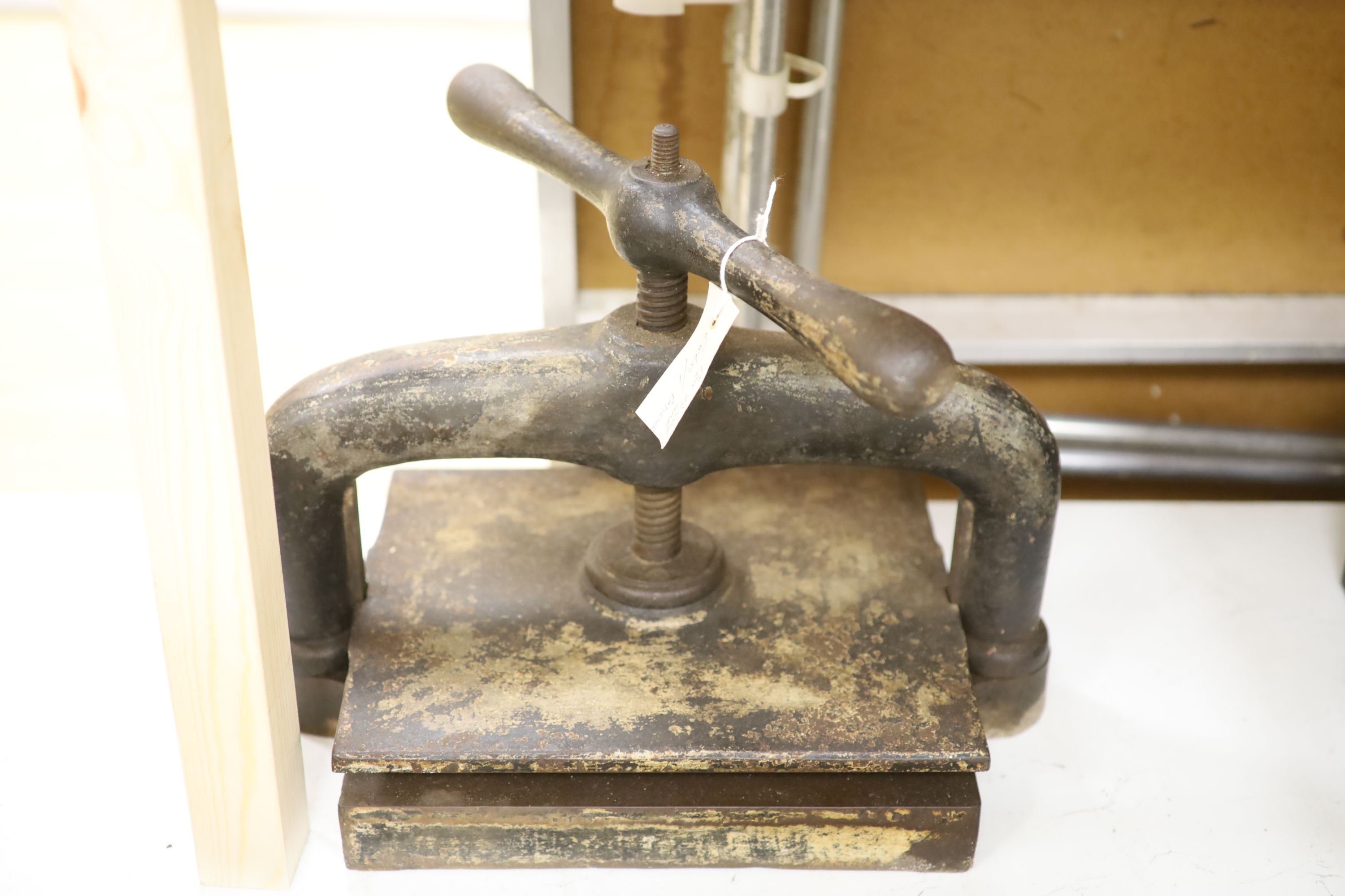 A book binder's cast iron press, various Punch publications, a Jacques mahogany patience box - Image 5 of 5