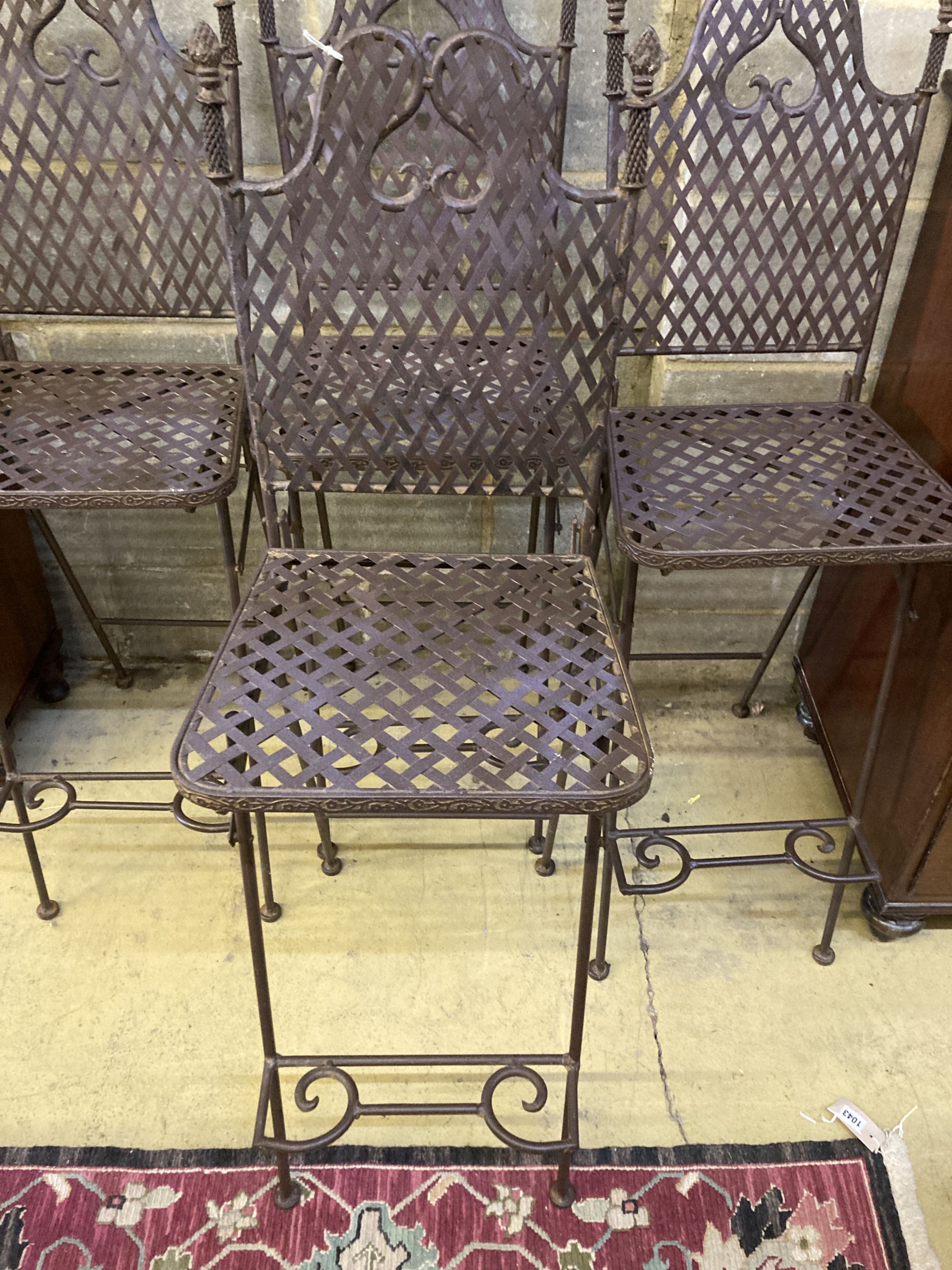 A set of four metal folding garden bar chairs, width 39cm, depth 38cm, height 120cm - Image 2 of 4