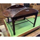 A Victorian mahogany folding butler's tray, width 90cm depth 78cm, on later stand