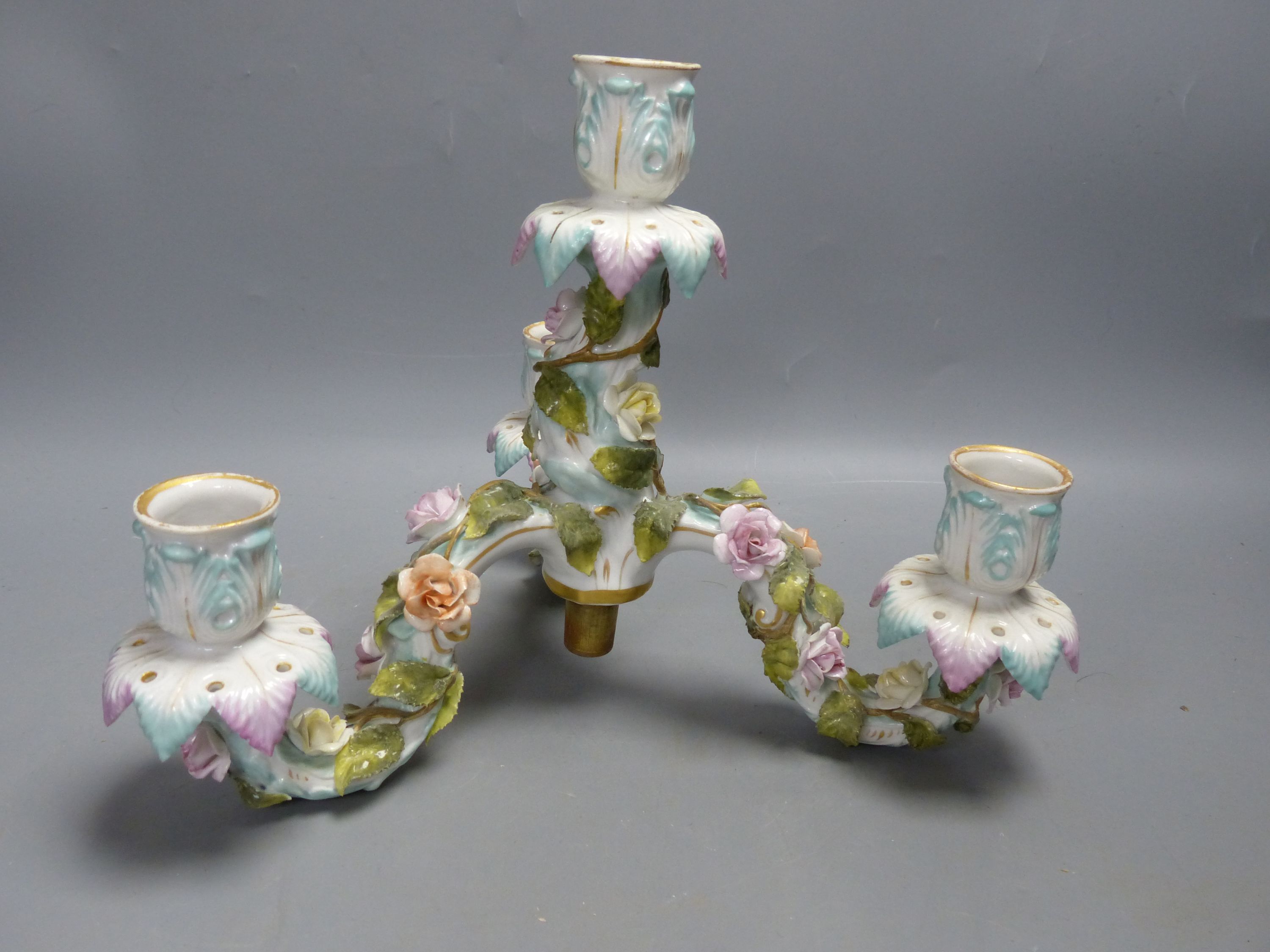 A pair of early 20th century Plaue porcelain figural candelabra, overall height 48cmCONDITION: - Image 15 of 17