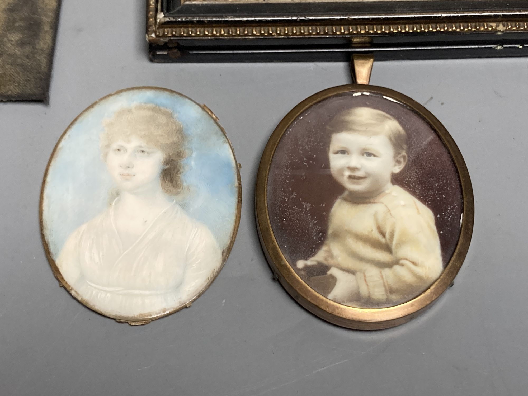 A collection of miniature portraits, including an early 19th century portrait of a young woman, - Image 2 of 5