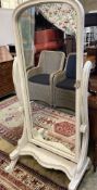 A Victorian style painted cheval mirror, width 77cm, height 164cm