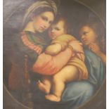 After Raphael, oil on canvas, Madonna della Seeggiola, 76 x 74cm