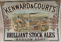 An early 20th century Kent brewery poster, Kenward & Court, Hadlow, 'Brilliant Stock Ales', coloured