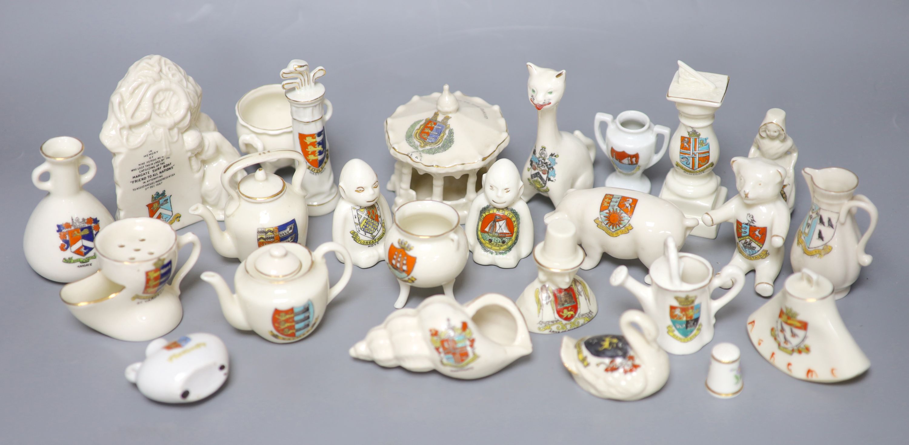 A small collection of crested china