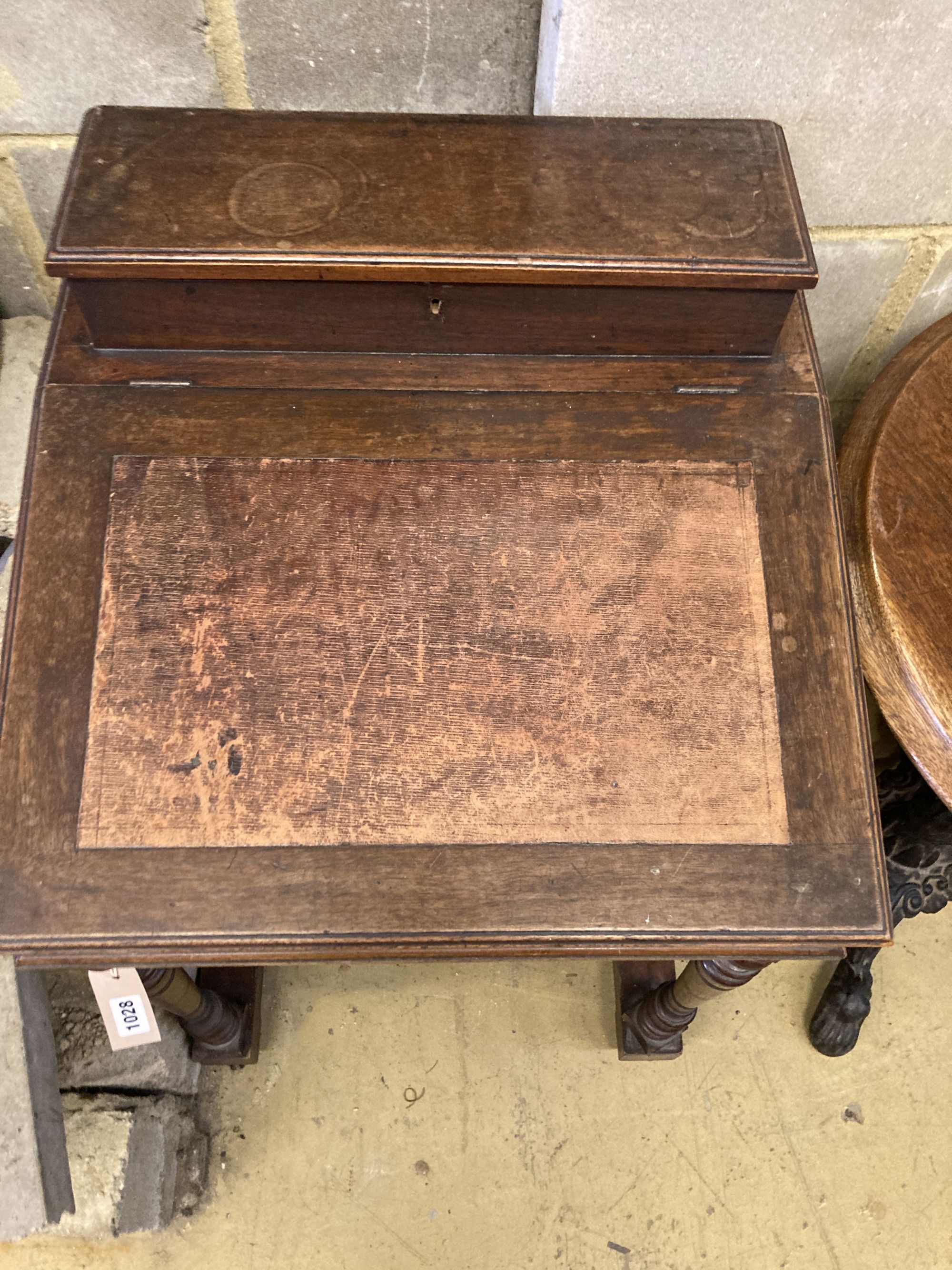 A late Victorian mahogany Davenport, width 53cm, depth 55cm, height 82cm - Image 2 of 4