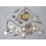 Mixed silver and jewellery, including an Edwardian silver sovereign case on fancy albertina, three