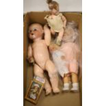 A Koppelsdorf 996 bisque head doll, an Armand Marseille 351/9K baby doll and four other dolls,