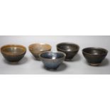 Five Chinese hare's fur bowls, tallest 7.5cmCONDITION: One bowl with two shallow grazes to neck rim,