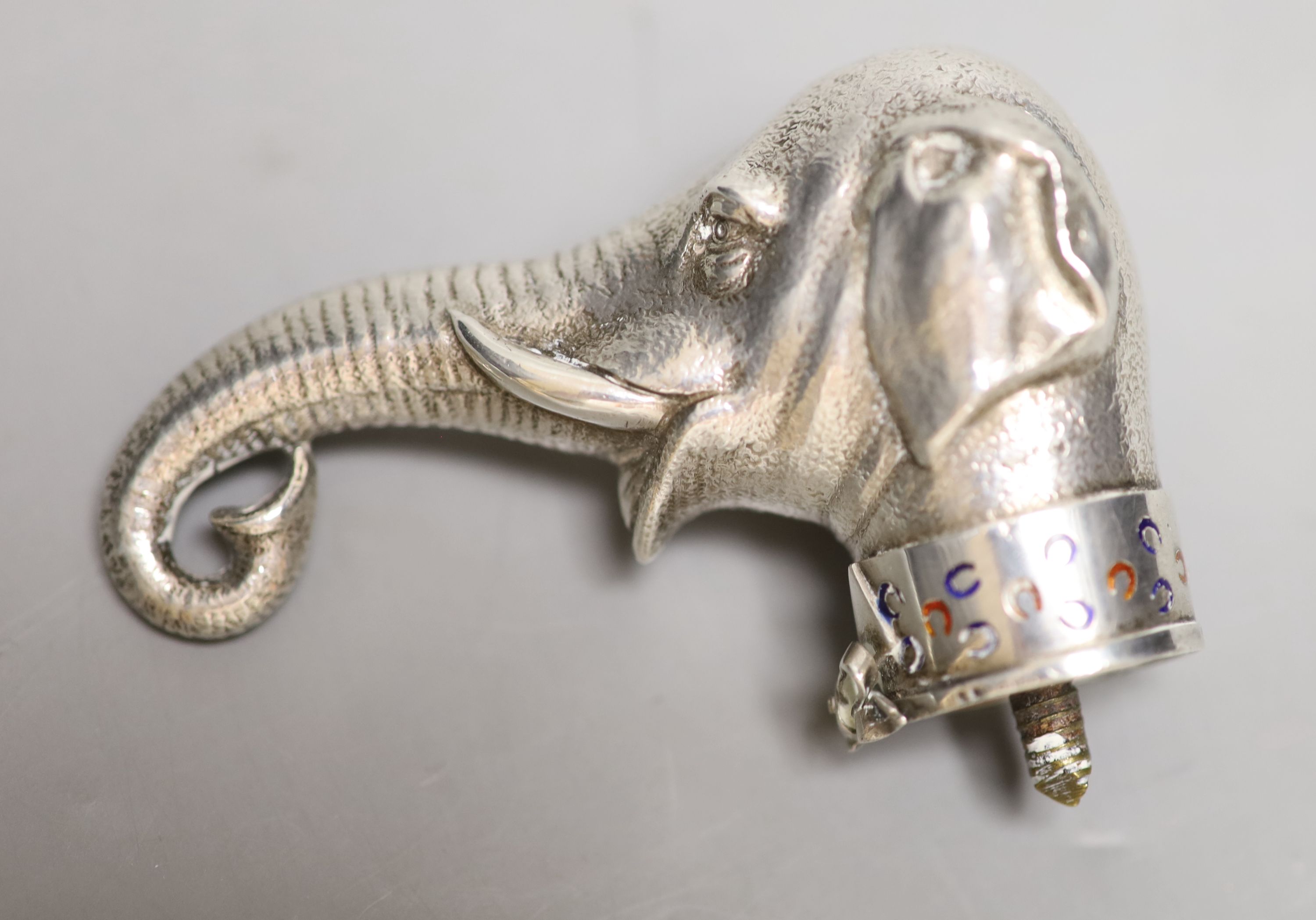 An early 20th century Viennese white metal and enamel novelty cane handle by Georg Adam Scheid, - Image 2 of 3