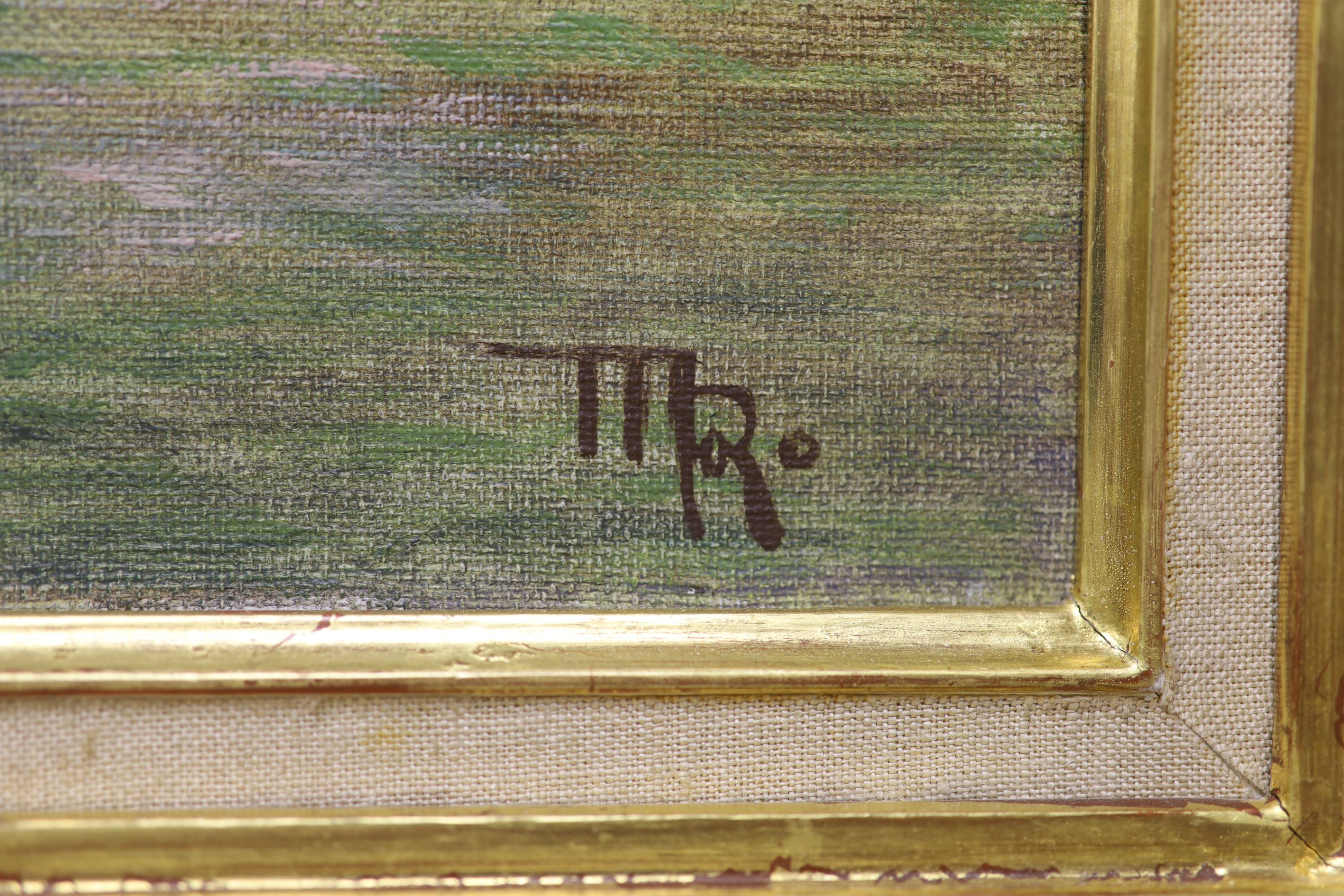 TMR, oil on canvas, Swiss lake scene, monogrammed, 45cm by 60cm - Image 3 of 3